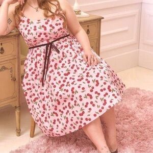 Retro Chic Cherry Swing-skirt dress